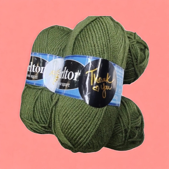 Lot B 4 Skeins Carlton Merino Sport Yarn Color #8 Olive Green Acrylic/Wool Blend - Picture 5 of 8